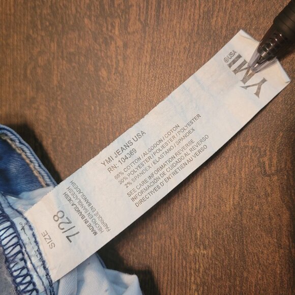 YMI Jeans Size 28 Flare Low Rise Raw Hem Ripped Medium Wash Stretch Western Boho - Picture 3 of 9